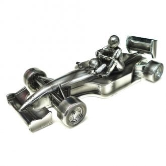 Product image for Taxi for Senna | Nigel Mansell - Williams FW14 - 1991 | signed Nigel Mansell | chrome sculpture