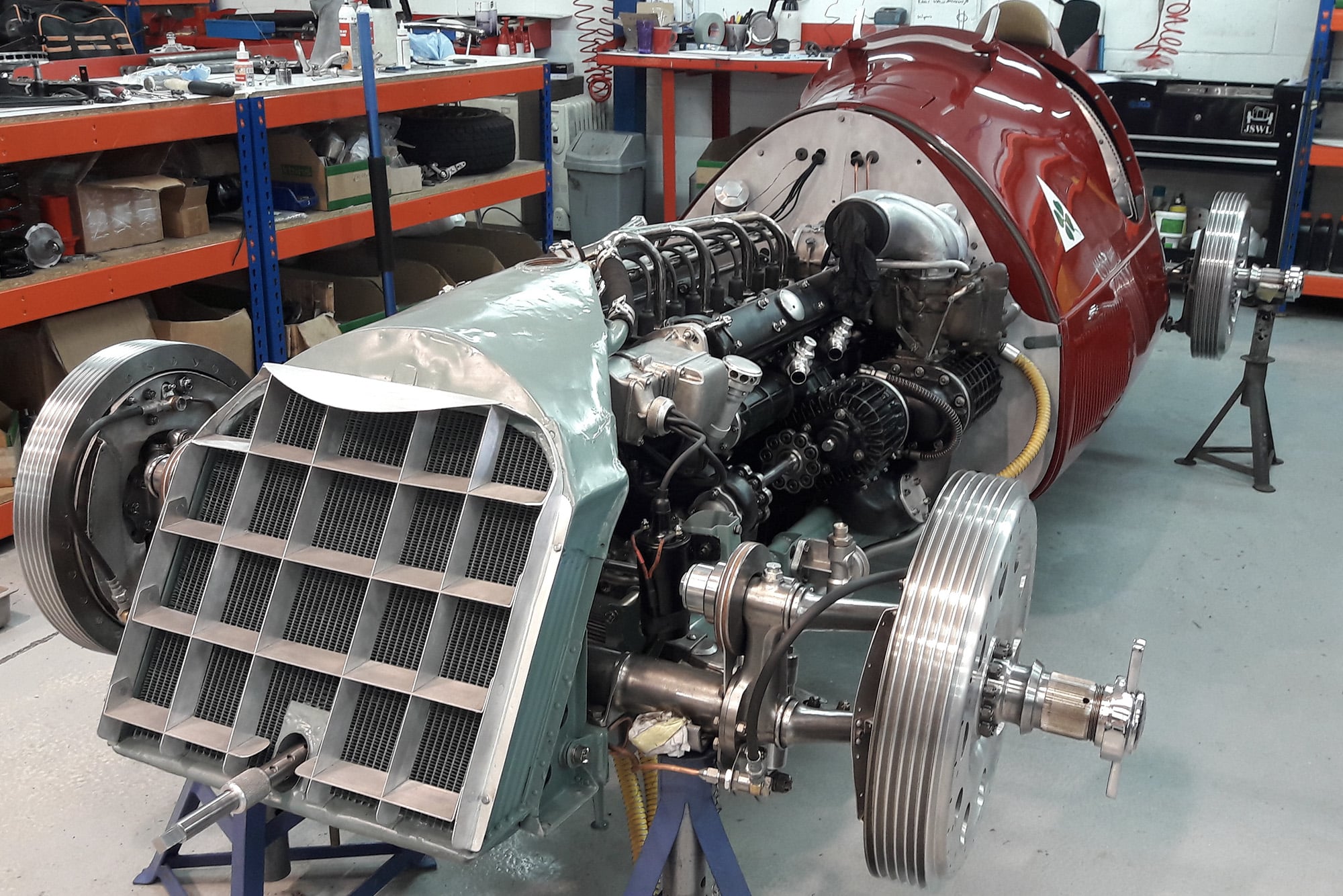 Almost completely restored Alfa 158 in the workshop