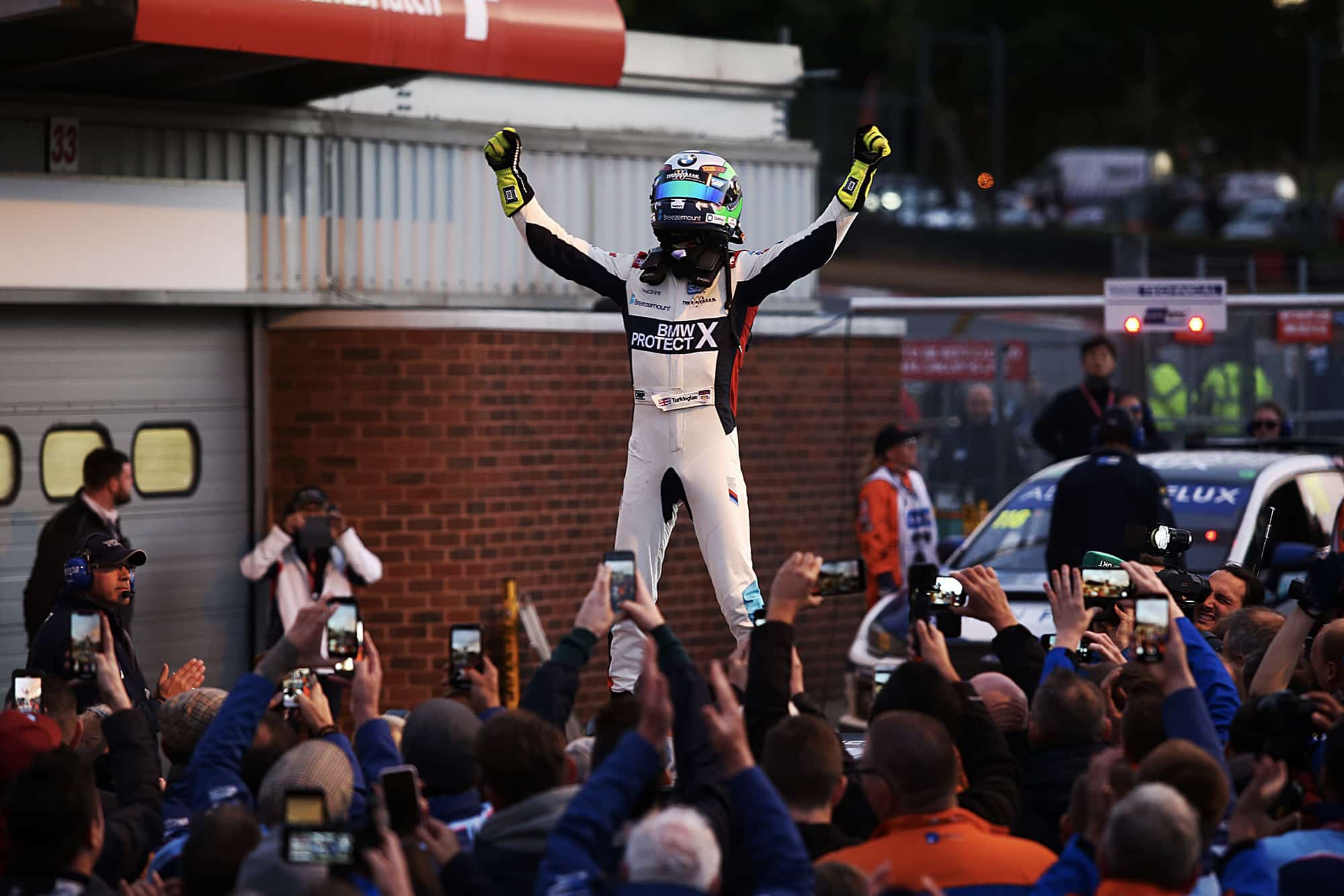 Colin Turkington celebrates his BTCC title win at Brands Hatch