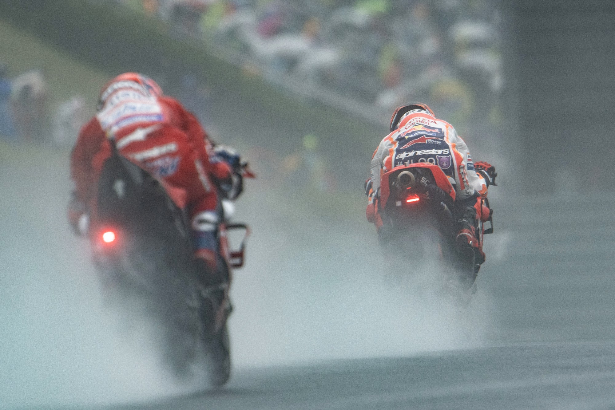 Spray during wet practice at the 2019 MotoGP Grand Prix of Japan