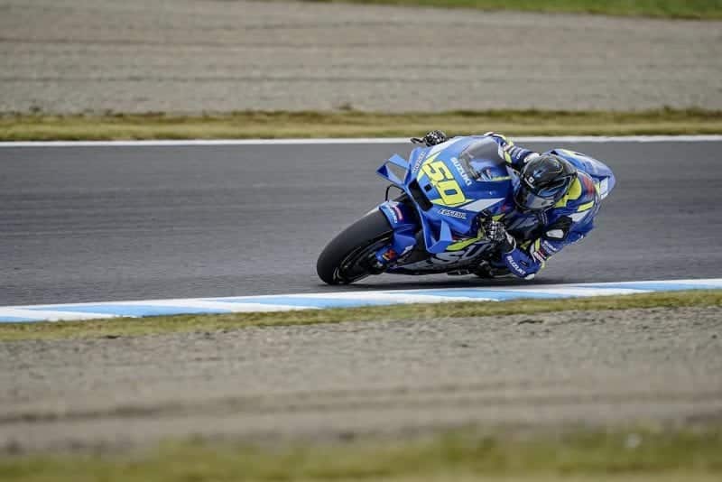 Suzuki test rider Sylvain Guintoli during practice in Motegi