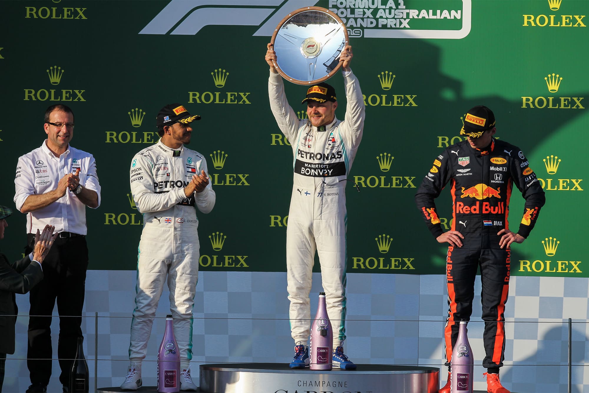 Valtteri Bottas celebrates his victory at the 2019 Australian Grand Prix