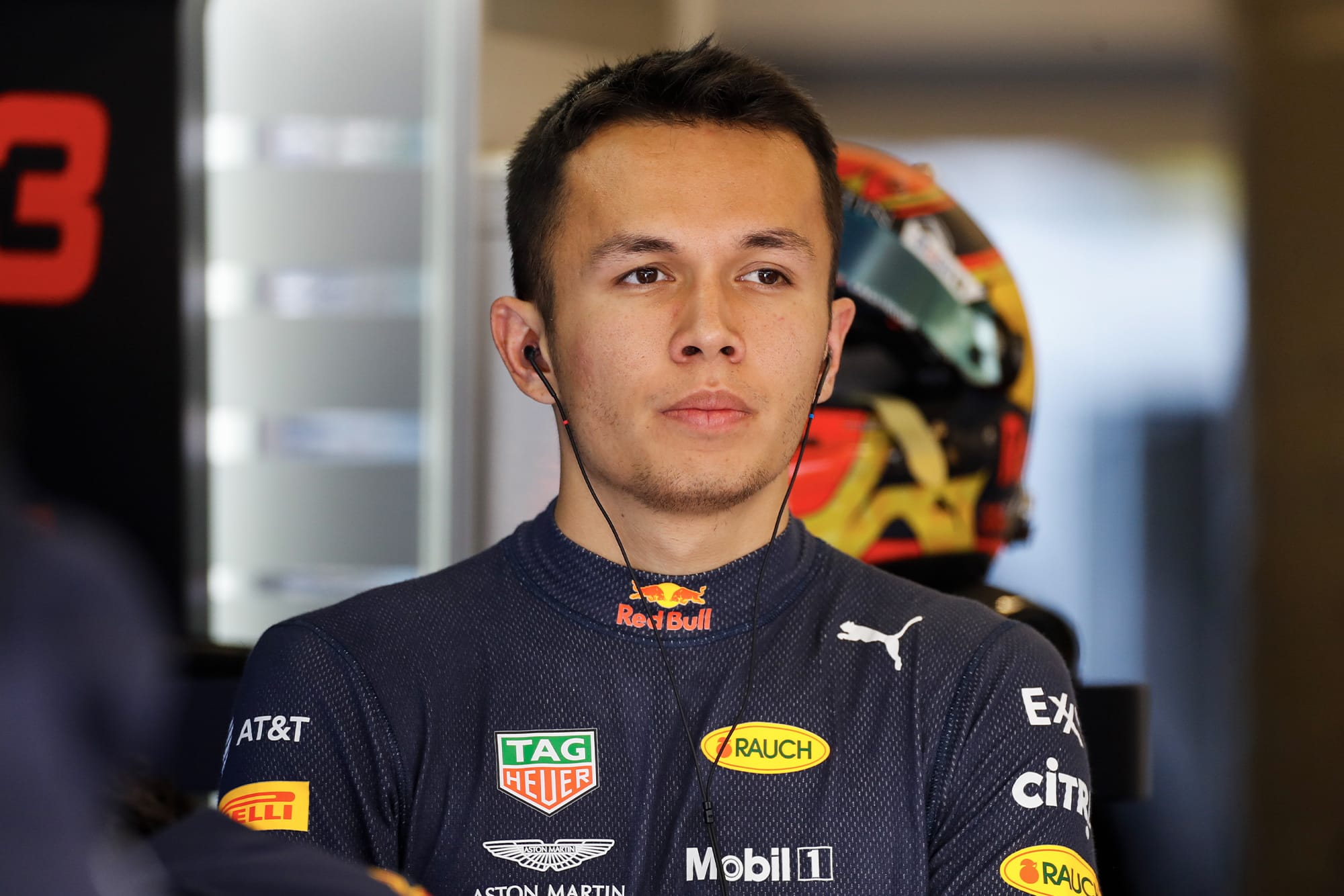 Alex Albon in the Red Bull garage during the 2019 United States Grand Prix