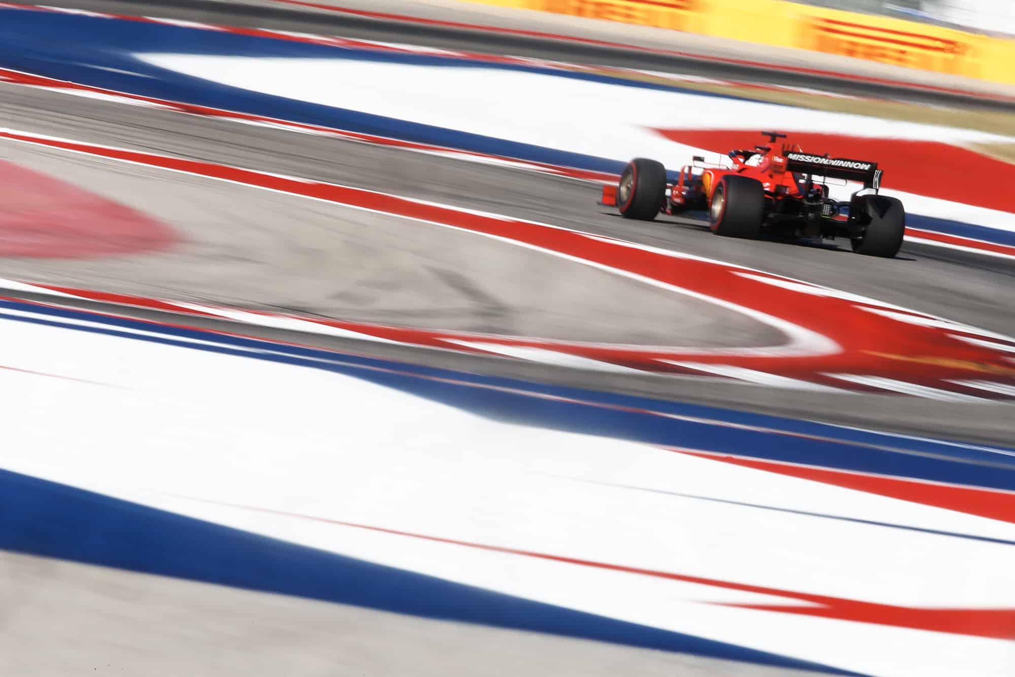 Ferrario through the Esses during qualifying for the 2019 US Grand Prix at Circuit of the Americas