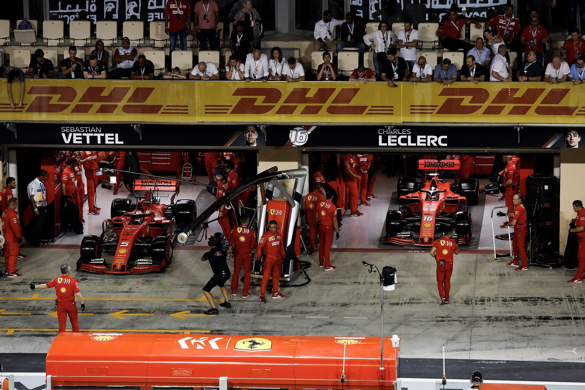 Ferrari releases its cars for another qualifying run at the 2019 Abu Dhabi Grand Prix