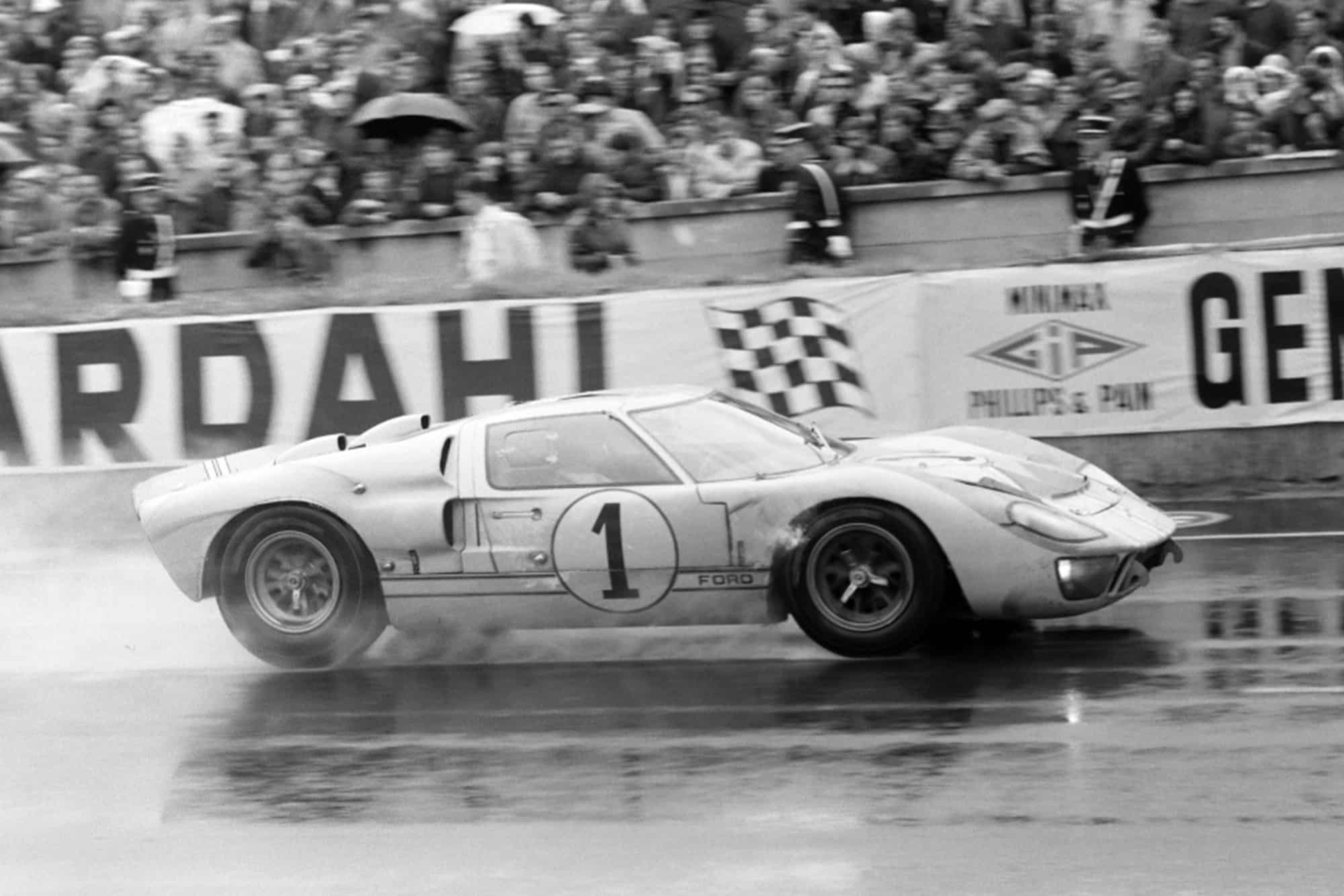 Ken Miles and Denny Hulme's Ford GT40 Mk II during the 1966 Le Mans 24 Hours
