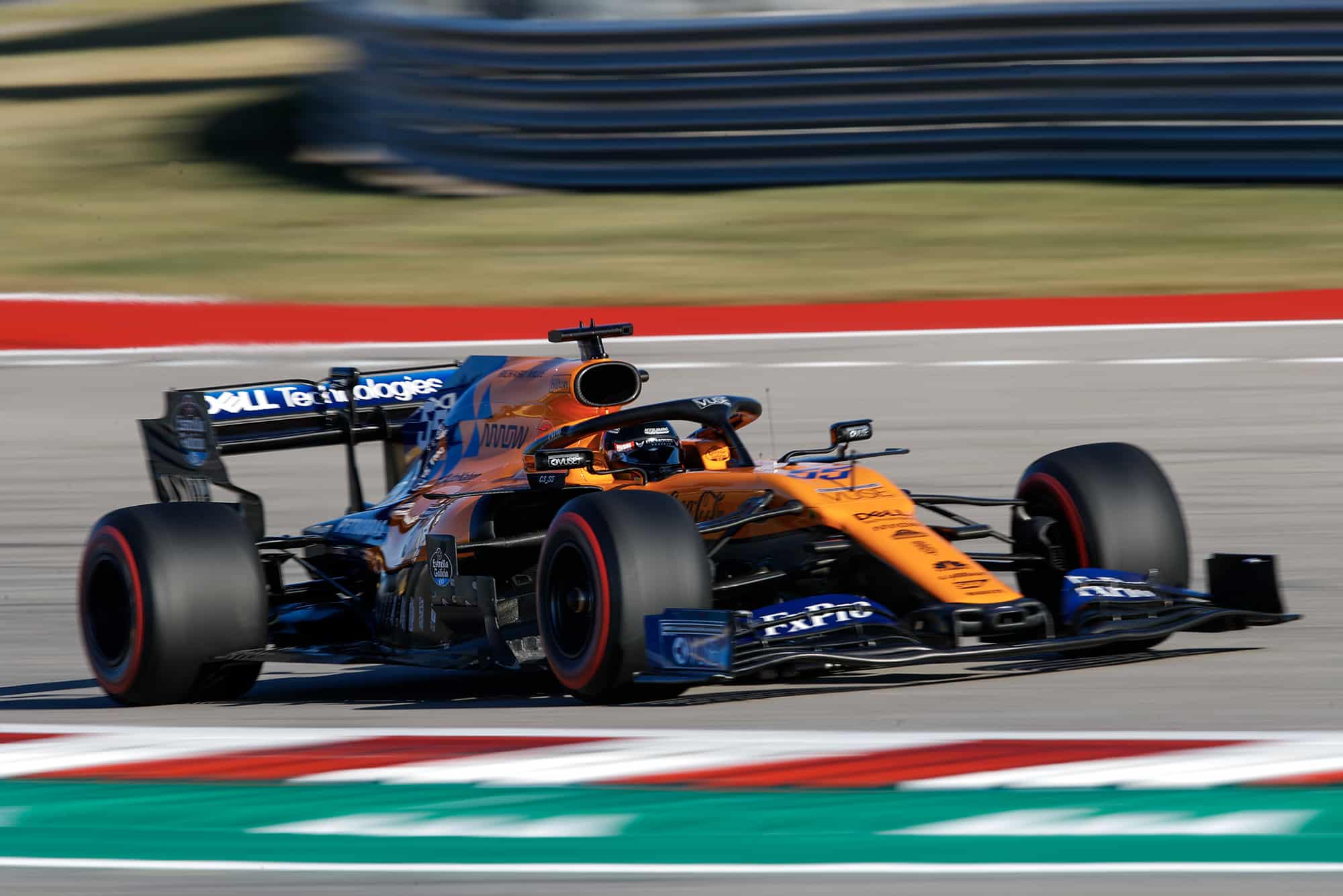Carlos Sainz in his McLaren during qualifying for the 2019 United States Grand Prix