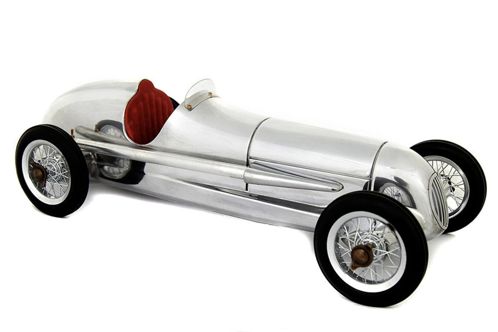 Silver desktop racer car model