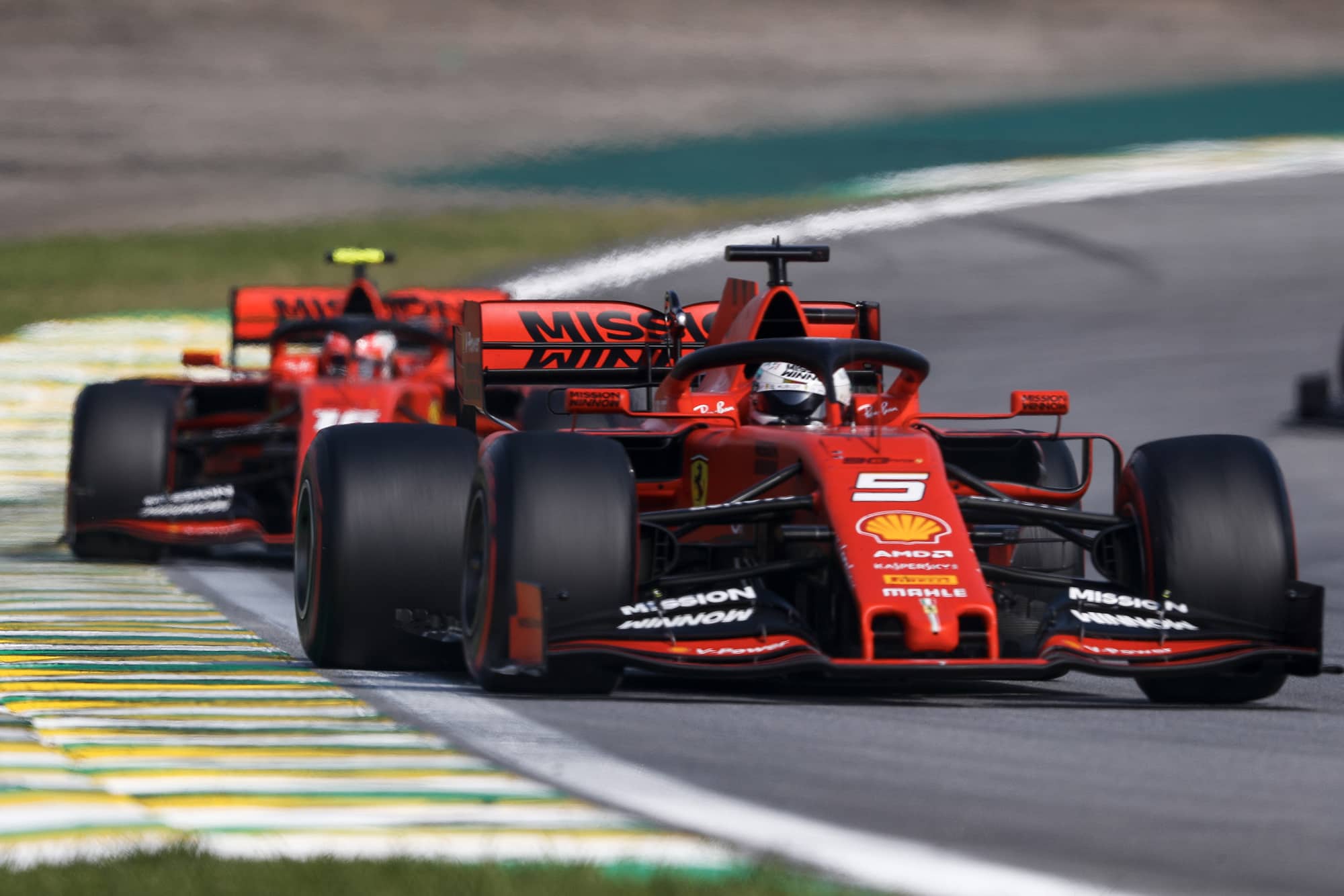 Vettel leads Leclerc at the 2019 Brazilian Grand Prix
