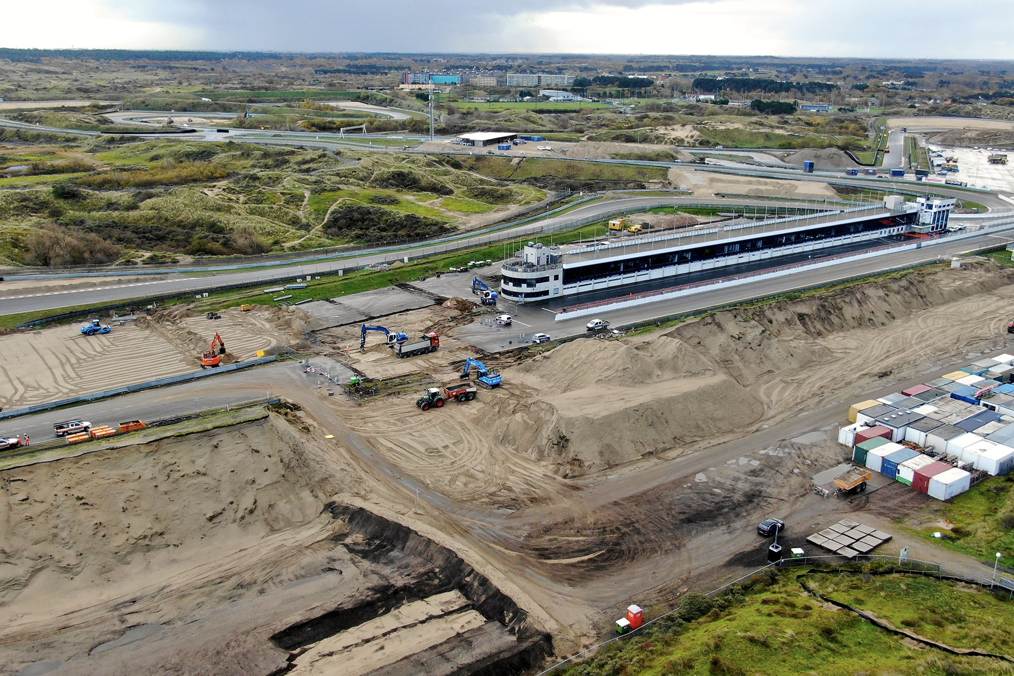 Construction work on the pit straight at Zandvoort ahead of the 2020 Dutch Grand Prix