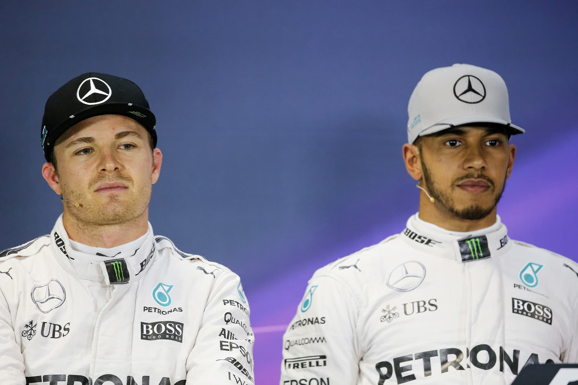 Lewis Hamilton and Nico Rosberg during the 2016 Formula 1 season
