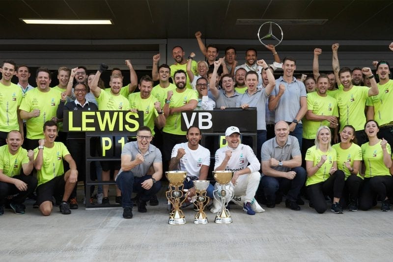 Mercedes celebrate victory at the 2019 Russian Grand Prix