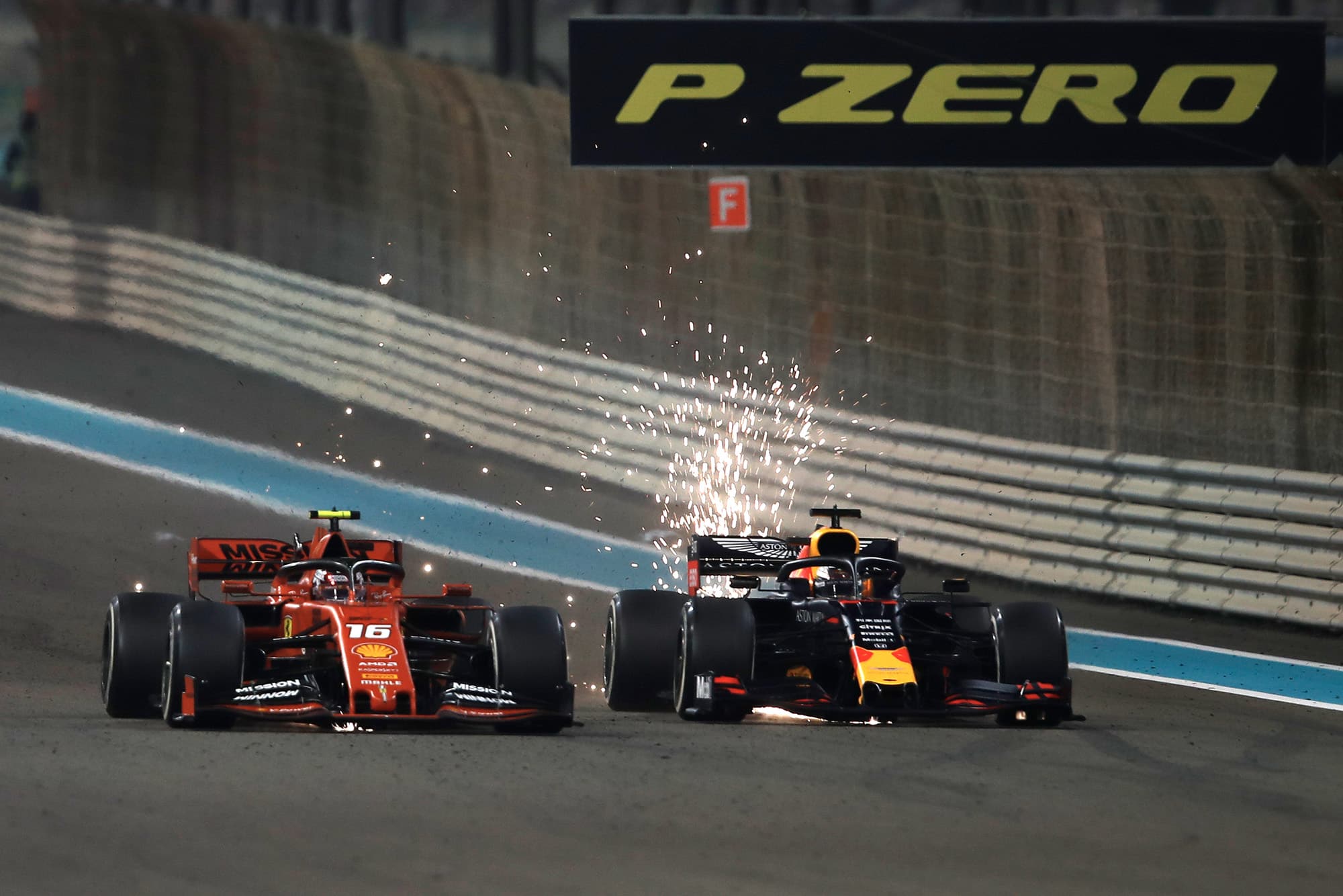 Max Verstappen overtakes Charles Leclerc at the 2019 F1 Abu Dhabi Grand Prix
