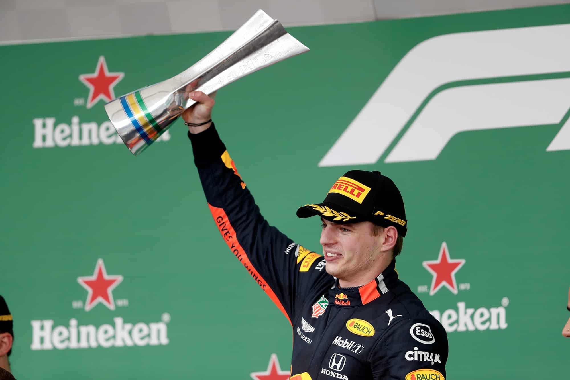Max Verstappen celebrates victory at the 2019 Brazilian Grand Prix