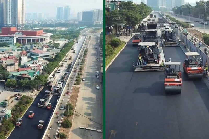 Hanoi street circuit surface being laid