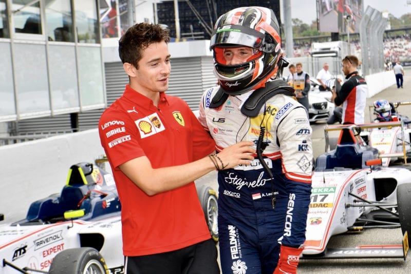 Charles Leclerc congratulates brother Arthur for winning at Hockenheim in F4