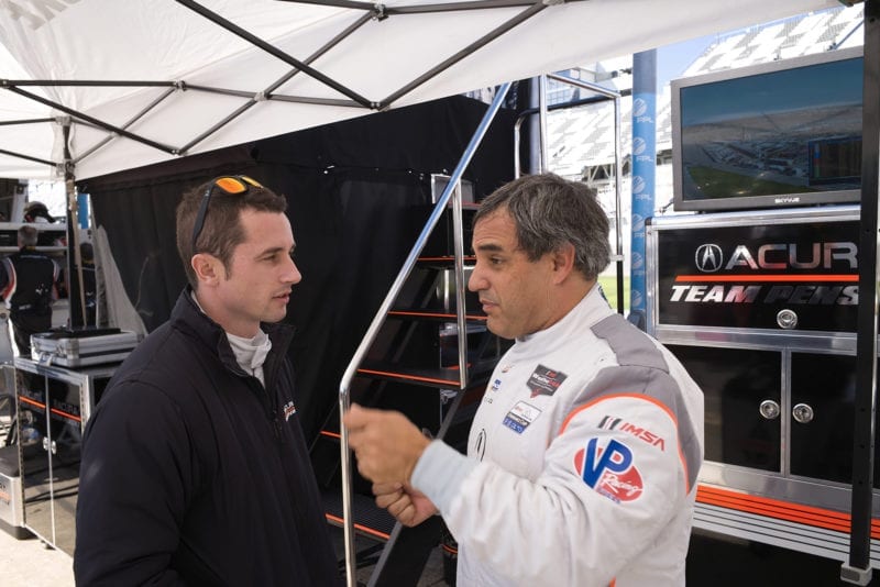 Juan Pablo Montoya with co-driver Dane Cameron at the 2020 Daytona 24
