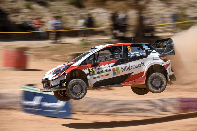 Kris Meeke's Toyota Yaris in mid-air