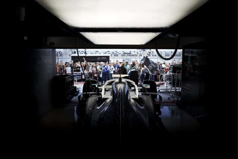 Mercedes garage during the 2019 season