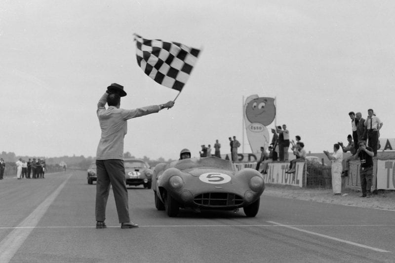 Roy Salvadori and Carol Shelby's Aston Martin DBR1 winning the 1959 Le Mans 24 Hours