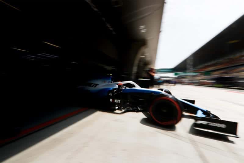 A Williams leaves the garage during the 2019 F1 season
