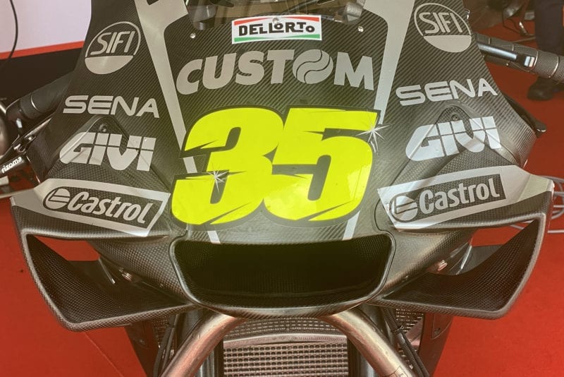 Front view of Cal Crutchlow's Honda in 2020 MotoGP testing at Sepang