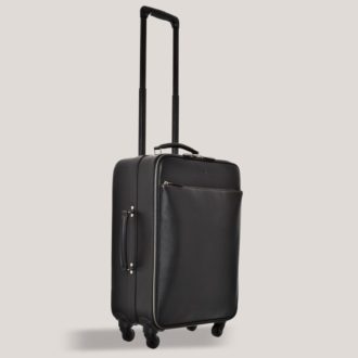 Product image for Luxury Leather Cabin Suitcase - Black Italian Leather
