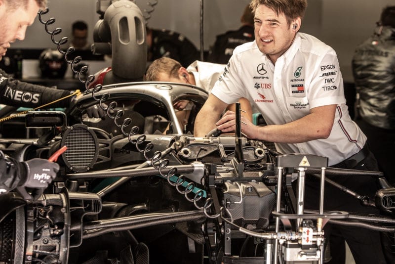 Mechanics work on Mercedes' new DAS steering system