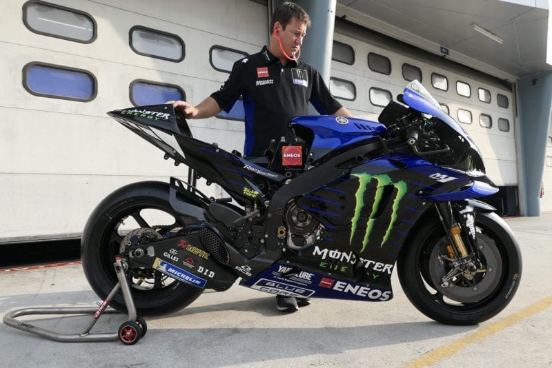 Side view of Valentino Rossi's Yamaha in 2020 Sepang MotoGP testing