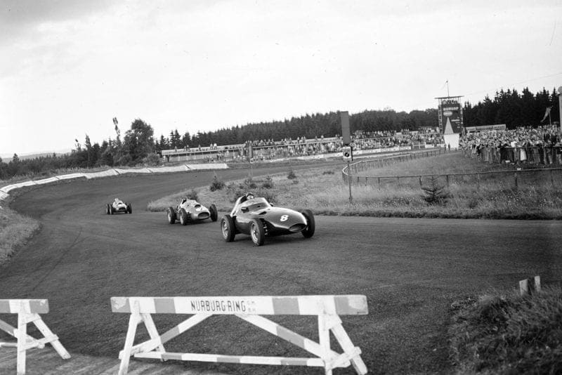 Tony Brooks leads Peter Collins in the 1958 German Grand Prix