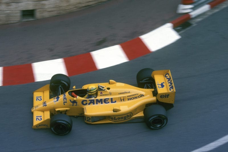 Ayrton Senna during the 1987 Monaco Grand Prix