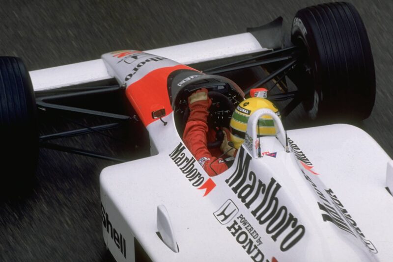 Overhead view of Ayrton Senna at the 1988 Monaco Grand Prix Getty