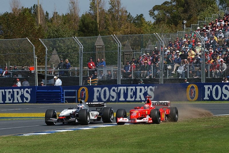 2003 Australian Grand Prix Chumacher and Raikkonen clash