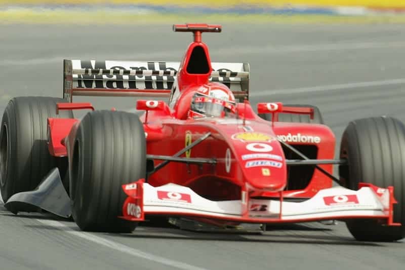 2003 Australian Grand Prix Schumacher with broken barge board