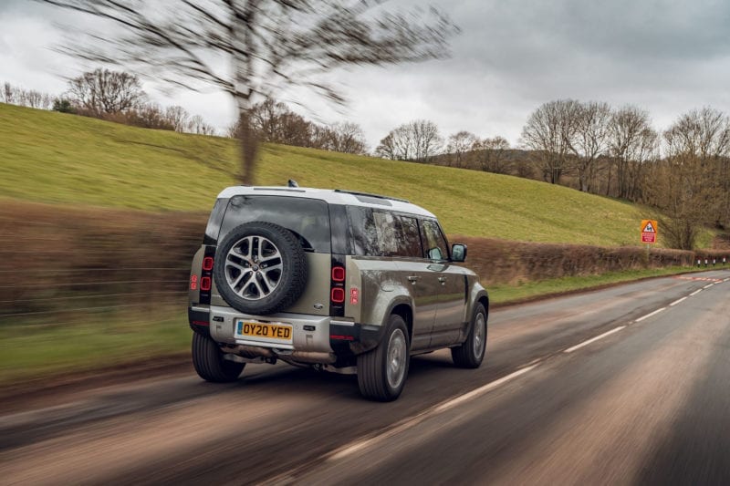 2020-Land-Rover-Defender-on-road-rear-scaled
