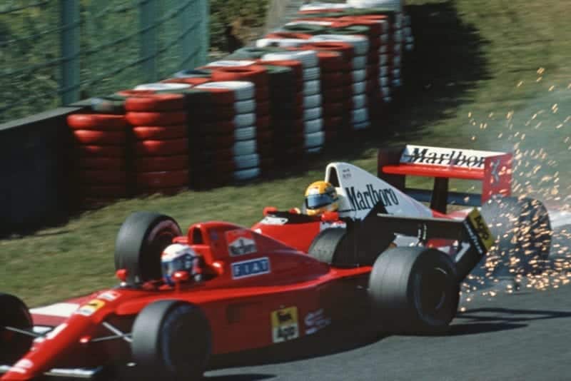 Ayrton Senna hits Alain Prost at the start of the 1990 Japanese Grand Prix