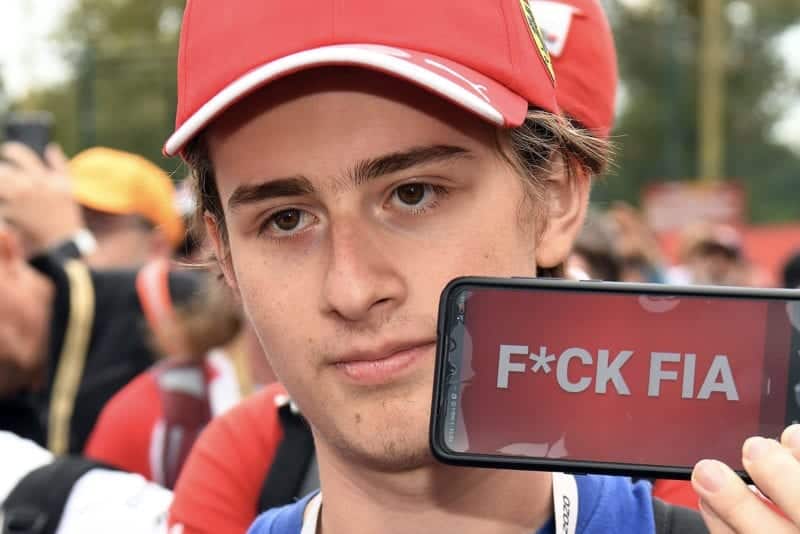 A fan registers his dismay at the cancellation of the 2020 Australian Grand prix