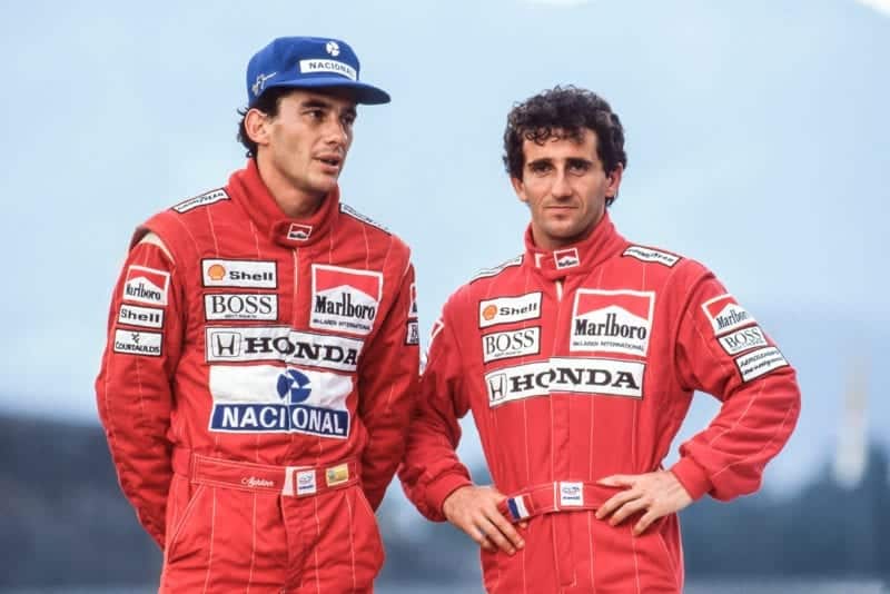 Ayrton Senna Alain Prost 1989 McLaren team photo