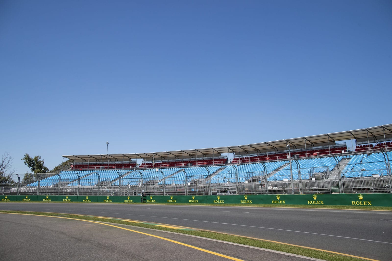 Empty grandstands at Albert Park ahead of the 2020 Australian Grand Prix