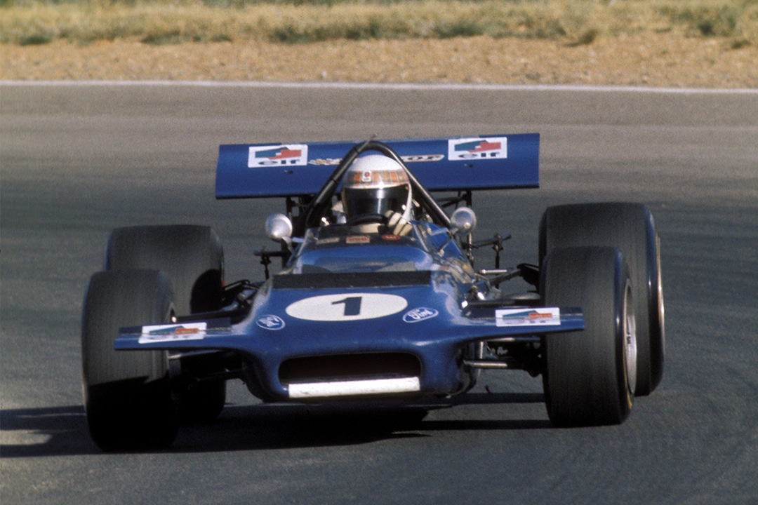 Jackie Stewart at the 1970 South African Grand Prix in a March 701