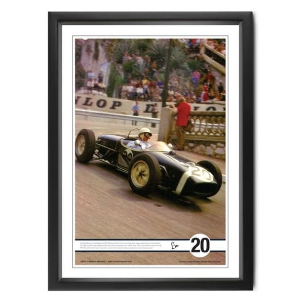 Photograph capturing Stirling Moss in the Lotus 18 at the 1961 Monaco GP