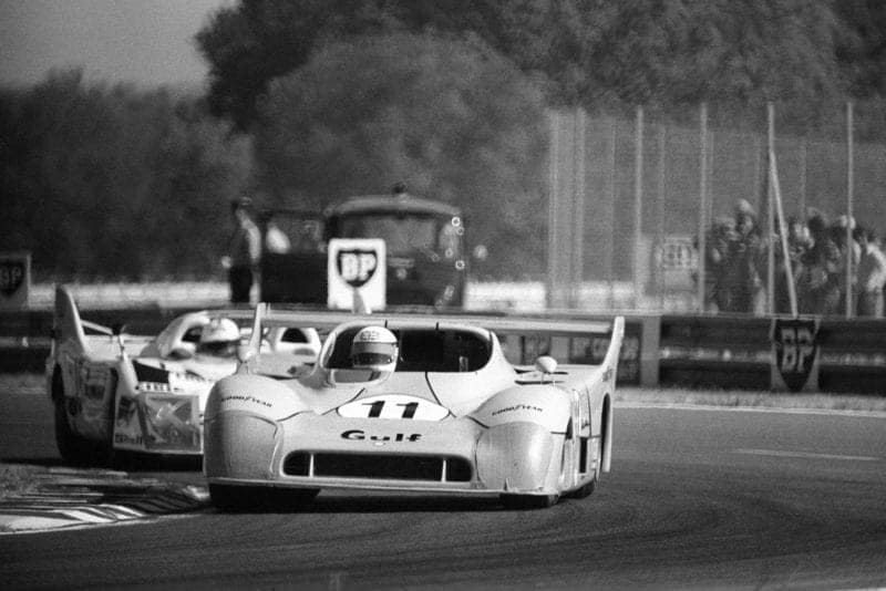 Derek Bell in a Mirage GR8 on his way to winnng the 1975 Le Mans 24 Hours