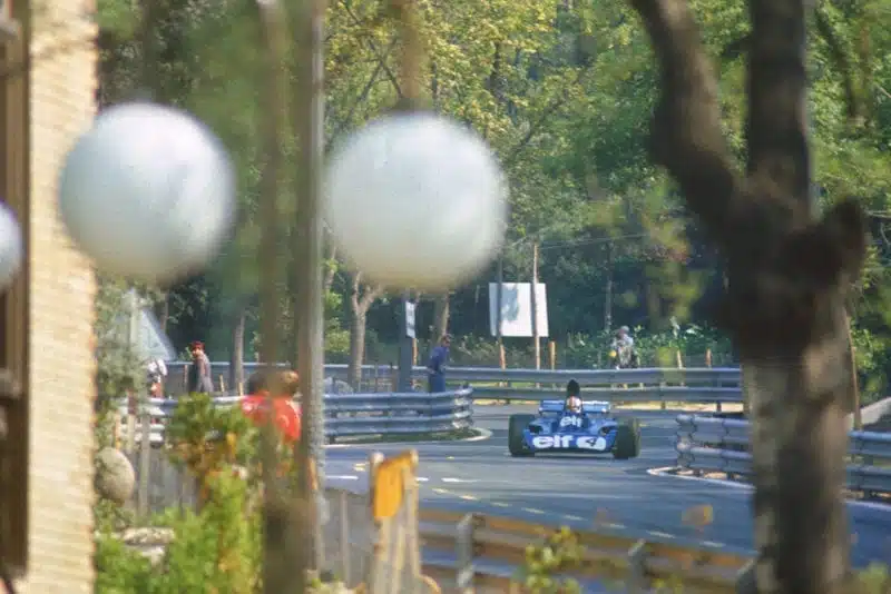 Francois Cevert racing in Montjuich Park during the 1973 Spanish Grand Prix