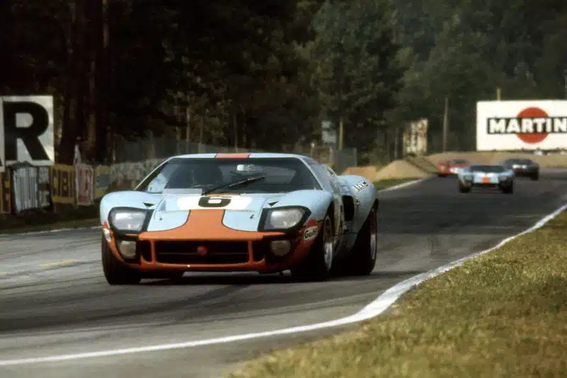 Jacky Ickx Jackie Oliver Ford GT40 on its way to victory in the 1969 Le Mans 24 Hours