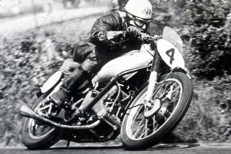Les Graham on an AJS Porcupine twin in 1949