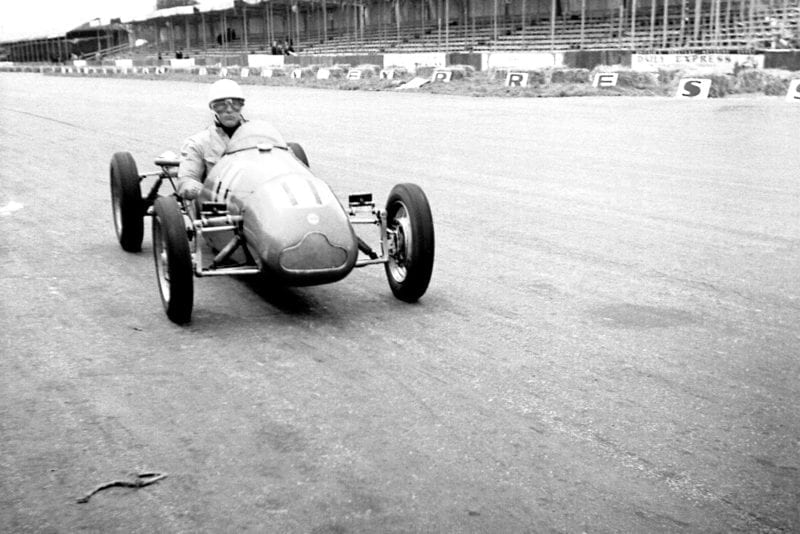 Stirling Moss in a Cooper 500 at Silverstone in 1953