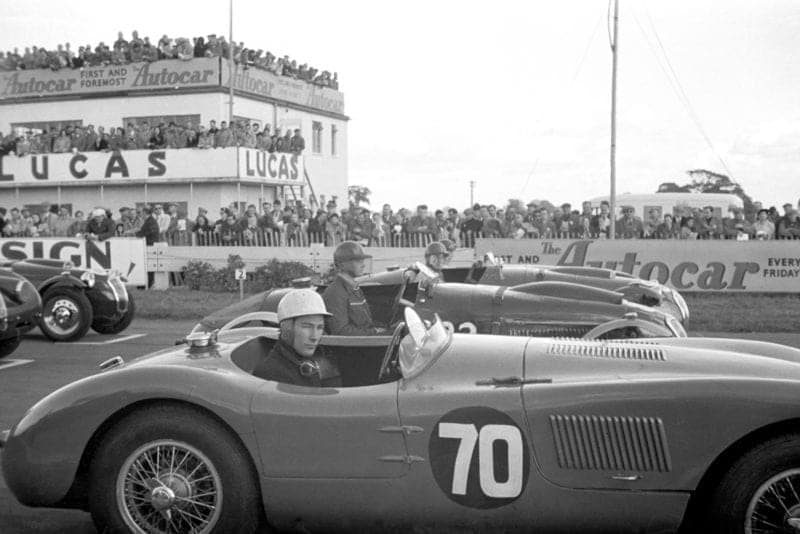 Stirling Moss at the start of the 1951 Goodwood Sports Car Race