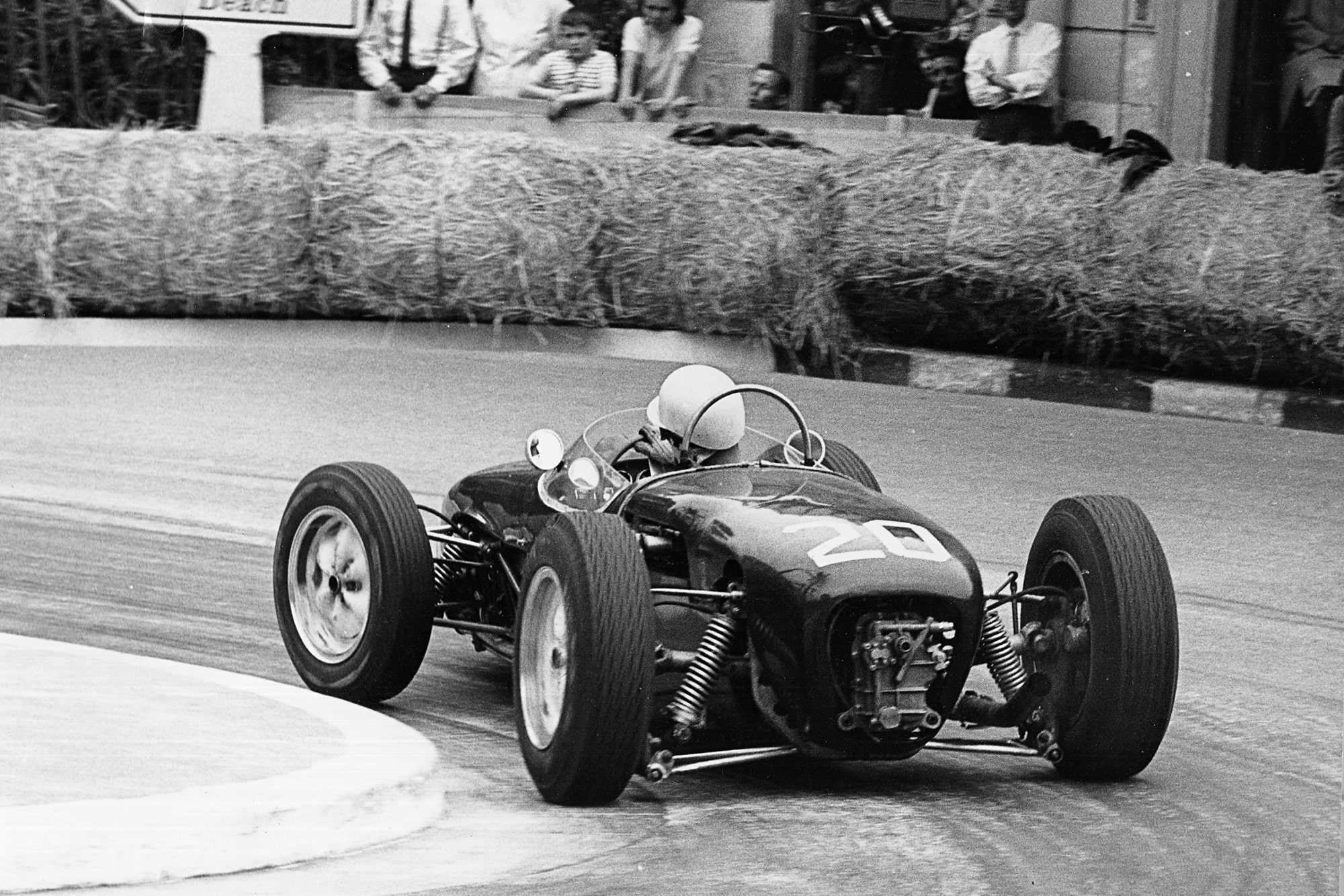 Rear shot of Stirling Moss at the hairpin during the 1961 Monaco Grand Prix