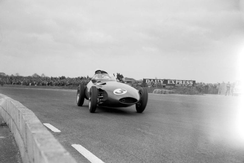 Stirling Moss in a VAnwall in the 1956 International Trophy at Silverstone