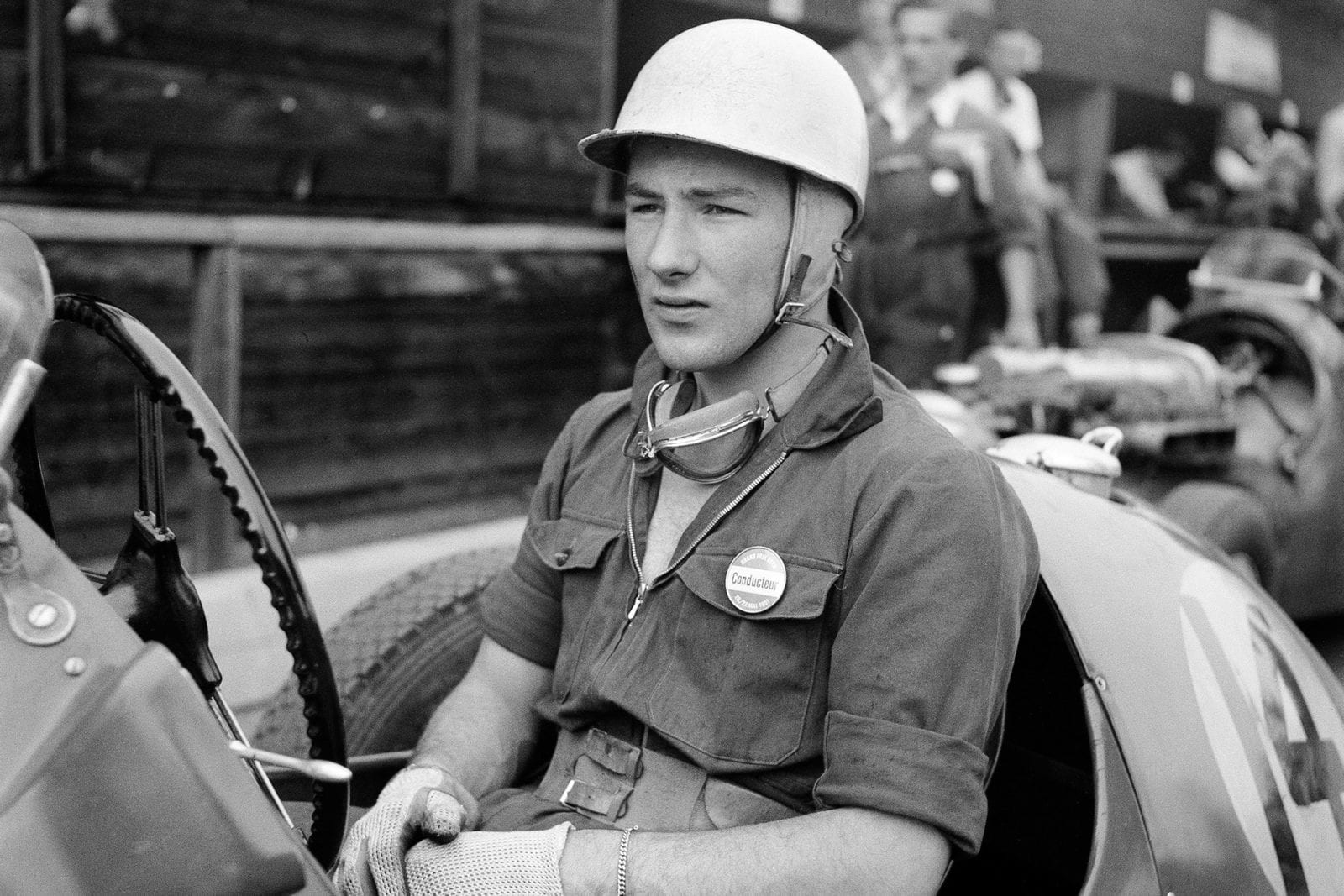 Stirling Moss in his HWM-Alta ahead of practice for the 1951 Swiss Grand Prix